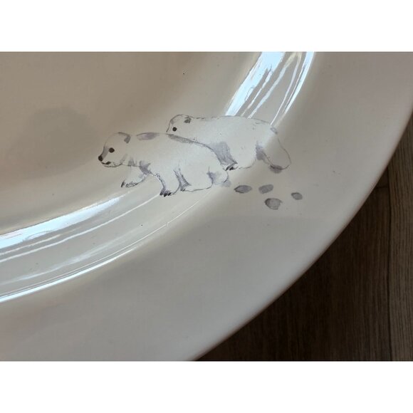 Pfaltzgraff Winter Frost Oval Serving Platter Polar Bears & Pinecone Garland - Picture 3 of 9